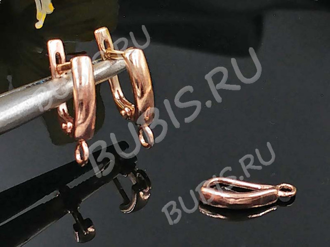 Швензы с английским замком №112 Полоска 18*12*3мм комплект с бейлом 15*6,5*2,5мм розовое золото (Brass с позолотой) (1 комплект)