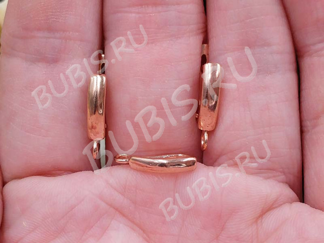 Швензы с английским замком №112 Полоска 18*12*3мм комплект с бейлом 15*6,5*2,5мм розовое золото (Brass с позолотой) (1 комплект)