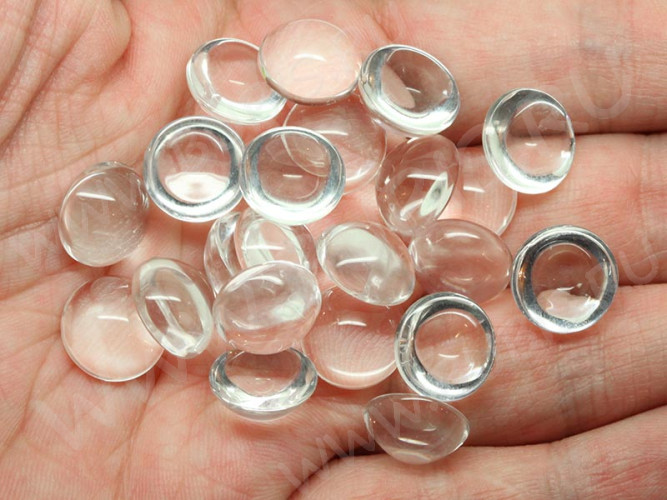 (СКИДКИ!!!) Кабошон стеклянный 08 Круг 12*12*6мм прозрачный (стекло) (10шт)