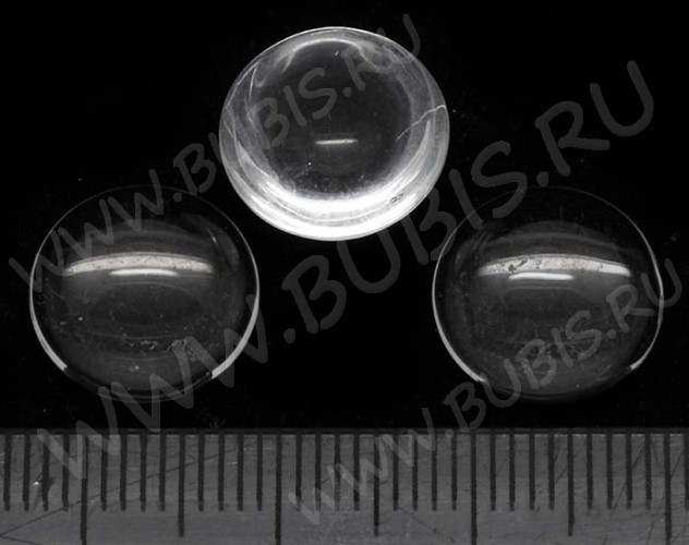 (СКИДКИ!!!) Кабошон стеклянный 08 Круг 12*12*6мм прозрачный (стекло) (10шт)