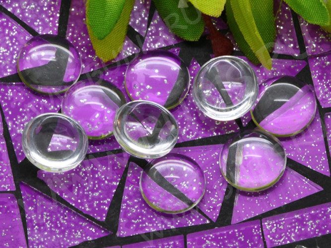 (СКИДКИ!!!) Кабошон стеклянный 08 Круг 12*12*6мм прозрачный (стекло) (10шт)