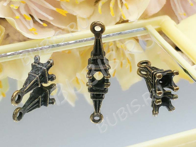 (СКИДКИ!!!) Подвеска Эйфелева башня 02 3D 15,5*6*5,5мм античная бронза (литьё) (10шт.)