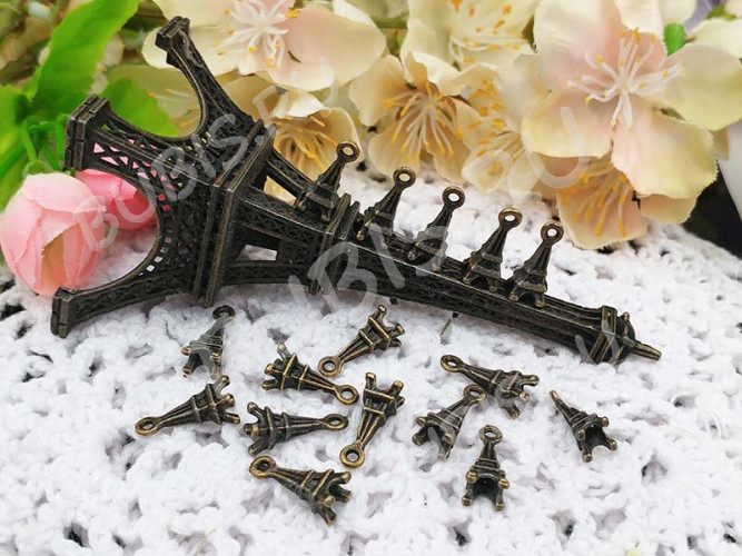 (СКИДКИ!!!) Подвеска Эйфелева башня 02 3D 15,5*6*5,5мм античная бронза (литьё) (10шт.)