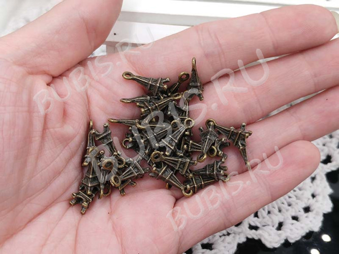 (СКИДКИ!!!) Подвеска Эйфелева башня 02 3D 15,5*6*5,5мм античная бронза (литьё) (10шт.)