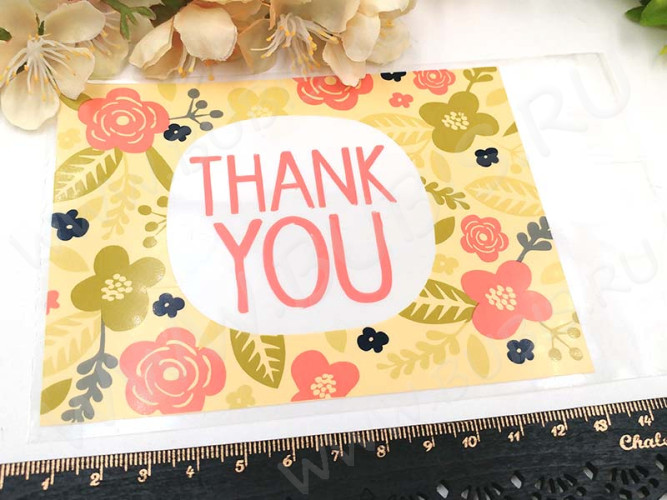 Пакет 22 с липким слоем 13*10см Thank You прозрачный (упаковка) (10шт)