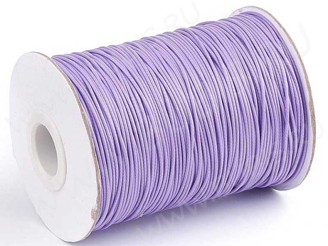 Вощёный полиэстеровый шнур "корейский" 1мм светло-фиолетовый (1м)