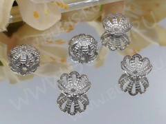 (СКИДКИ!!!) Шапочка тонкая 021 ажурная чашечка плотная 8*8*2,8мм цвет платины (Brass) (имитация скани) (50шт.)