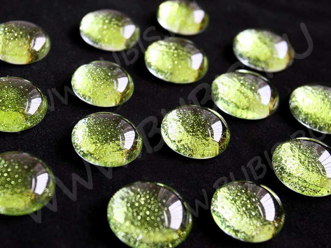 Кабошон Фьюзинг Круглый 18мм Зёленый Текстура мелкие пузыри