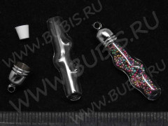 Бутылочка 29 фигурная с пробкой и колпачком 0,25мл 24*7*5,5мм прозрачная (стекло)