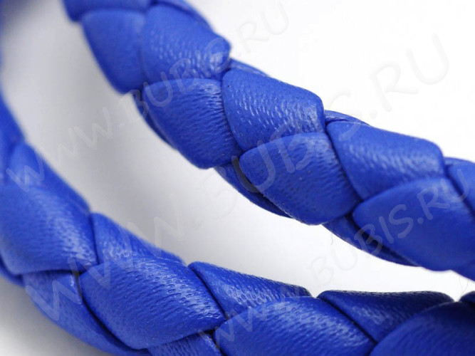 Шнур кожаный 42 кожзам плетёный круглый 6мм синий (1м)