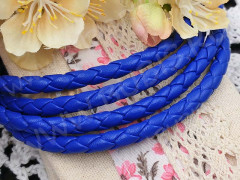 Шнур кожаный 42 кожзам плетёный круглый 6мм синий (1м)