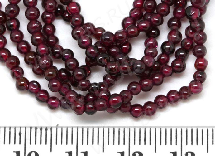 (ОПТ) Бусина округлая 3,5мм Гранат (камни) (НИТЬ)