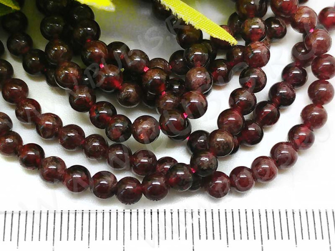 (ОПТ) Бусина округлая 3,5мм Гранат (камни) (НИТЬ)