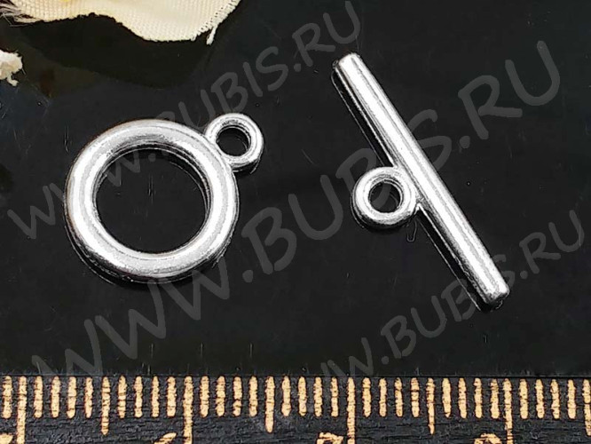 034 Тоггл маленький округлый 14*11мм и 15*5,5мм серебристый (литьё)