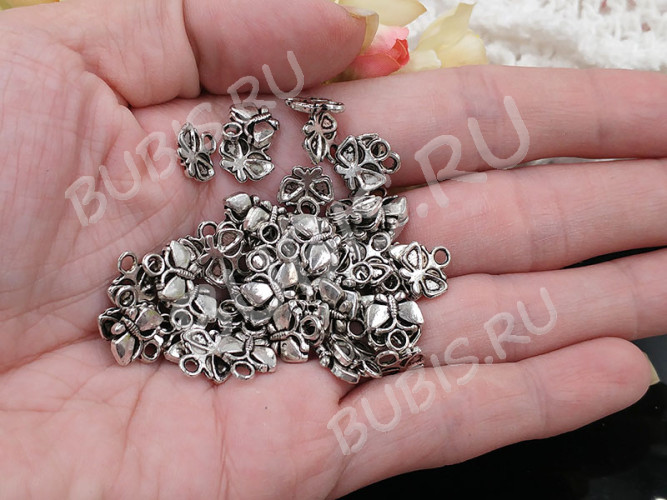 (СКИДКИ!!!) Подвеска Бабочка 47 10*10*1,8мм античное серебро (литьё) (10шт.)