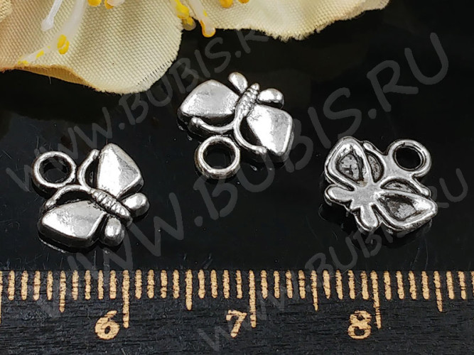 (СКИДКИ!!!) Подвеска Бабочка 47 10*10*1,8мм античное серебро (литьё) (10шт.)