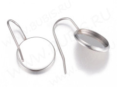 Швензы-крючки №089 с сеттингом 12мм 22*14мм цвет платины (Хирургическая сталь) (1 пара)