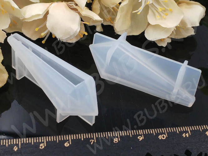 Молд 116 для эпоксидной смолы с боковой заливкой подвеска Кристалл Пуля гранёная 53*19*18мм (силикон)