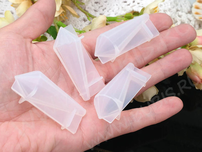 Молд 116 для эпоксидной смолы с боковой заливкой подвеска Кристалл Пуля гранёная 53*19*18мм (силикон)