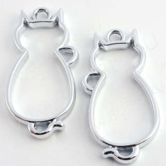Подвеска Рамка 23 Кошка Коннектор 37,5*19*3,4мм цвет платины (литьё)