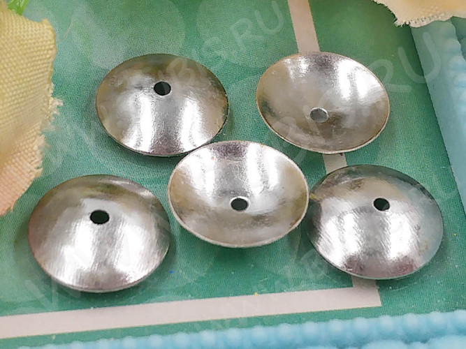 (ОПТ) Шапочка тонкая 102 простая 39 сплошная 10*10*1,9мм цвет платины (Iron) (100шт)