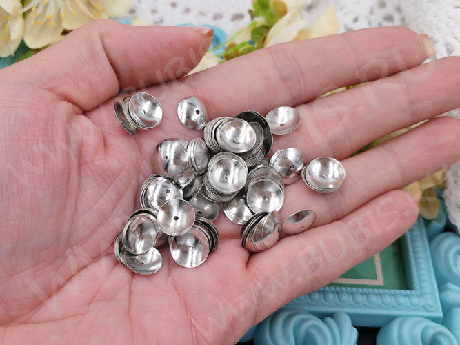 (ОПТ) Шапочка тонкая 102 простая 39 сплошная 10*10*1,9мм цвет платины (Iron) (100шт)