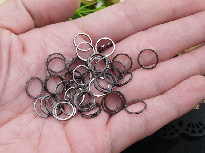 Декоративный элемент 016 Круг рамка контур коннектор 10*10*0,9мм чёрный никель (Brass) (10шт.)