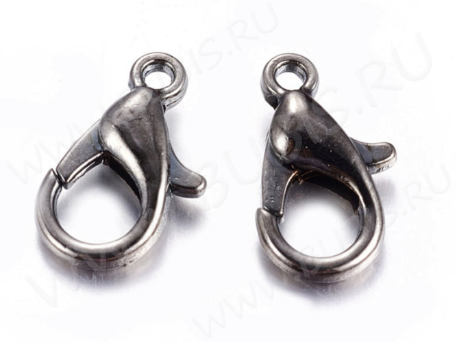 (СКИДКИ!!!) Замочек карабин №046 большой 16*8*4мм чёрный никель (сплав) (10шт)