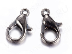 (СКИДКИ!!!) Замочек карабин №046 большой 16*8*4мм чёрный никель (сплав) (10шт)