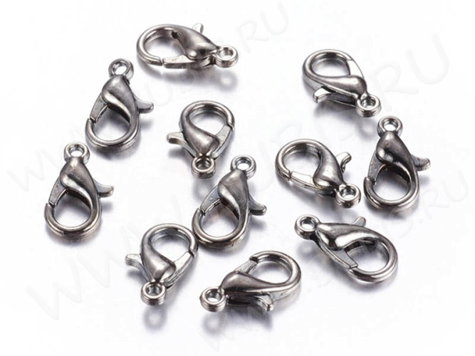 (СКИДКИ!!!) Замочек карабин №046 большой 16*8*4мм чёрный никель (сплав) (10шт)