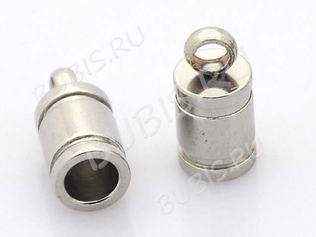 Концевик 114 10*6*6мм для шнура до 5мм цвет платины (Хирургическая сталь)