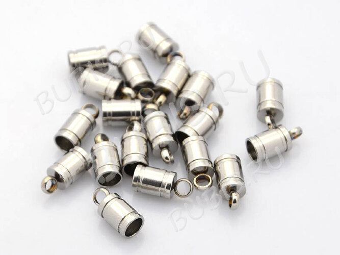 Концевик 114 10*6*6мм для шнура до 5мм цвет платины (Хирургическая сталь)