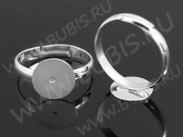 Основа (заготовка) для кольца 100 17мм с платформой 8мм серебристая (Brass)