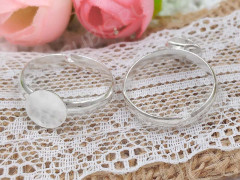 Основа (заготовка) для кольца 100 17мм с платформой 8мм серебристая (Brass)