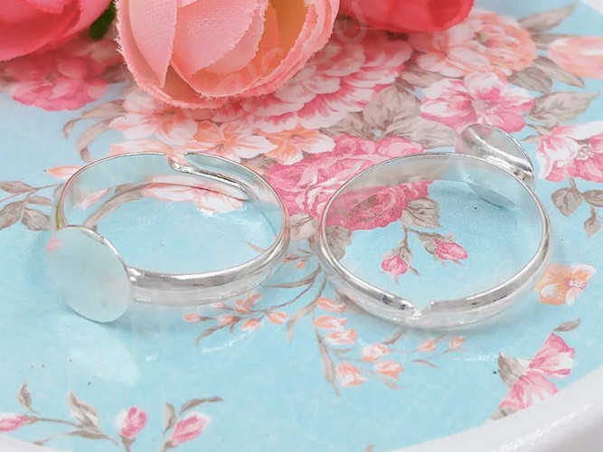 Основа (заготовка) для кольца 100 17мм с платформой 8мм серебристая (Brass)