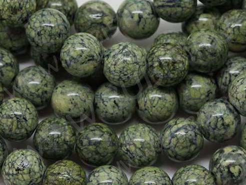 (ОПТ) Бусина округлая 12мм Змеевик (Серпентин) СВЕТЛЫЙ (камни) (НИТЬ)