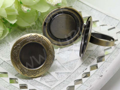 Основа (заготовка) для кольца 115 17мм с медальоном 32мм и сеттингом 20мм античная бронза (Brass)