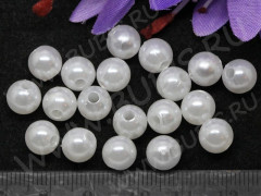 Бусина Округлая 39 &quot;Жемчуг&quot; 8мм белый (пластик) (20шт.)