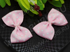 Декоративный элемент 058 Бантик в горошек 40*25*5мм св.розовый (ткань) (декоративные элементы)