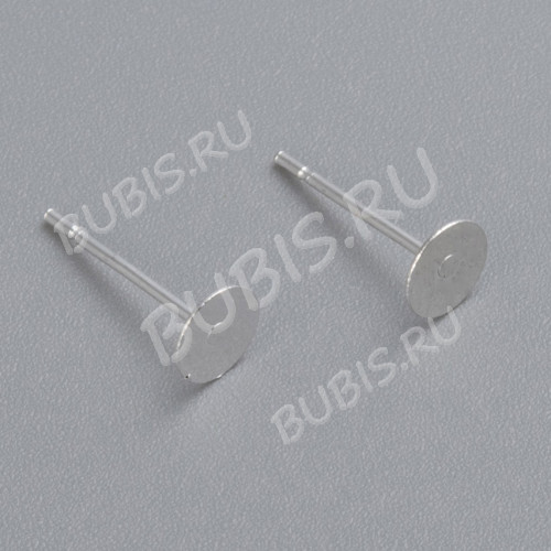 Пуссеты ("гвоздики") №203 с платформой 5мм 12*5*5мм серебристые (Хирургическая сталь) (1 пара)