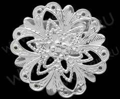 Основа (заготовка) для кольца 049 Ажурная 19мм серебристая (Brass)