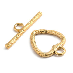 181-G Тоггл Сердечко  17*13мм и 22*6мм Real Gold Plated 18K золотистый (Хирургическая сталь)
