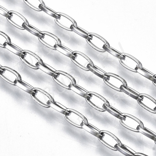 Цепочка S55 Ювелирная сталь овальная 5,5*3мм цвет платины (Хирургическая сталь) (50см)