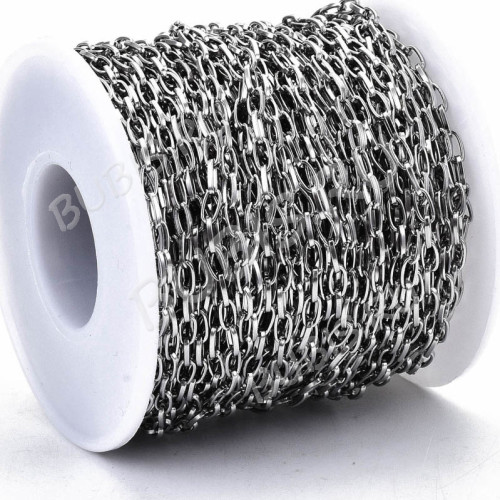 Цепочка S55 Ювелирная сталь овальная 5,5*3мм цвет платины (Хирургическая сталь) (50см)