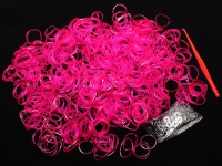 (РАСПРОДАЖА!!!) Набор для плетения браслетов 56 Loom Bands в пакете ЯР.РОЗОВЫХ прозрачных (Loom Bands) (600 резинок)
