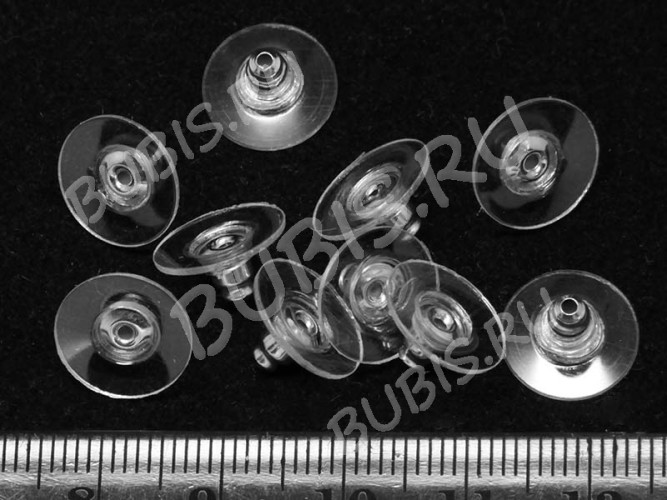 Зажимы для пуссет (гвоздиков) и швенз №27 12*6мм прозрачные+цвет платины (Хирургическая сталь) (10 пар) 