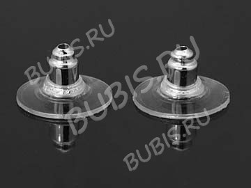 Зажимы для пуссет (гвоздиков) и швенз №27 12*6мм прозрачные+цвет платины (Хирургическая сталь) (10 пар) 