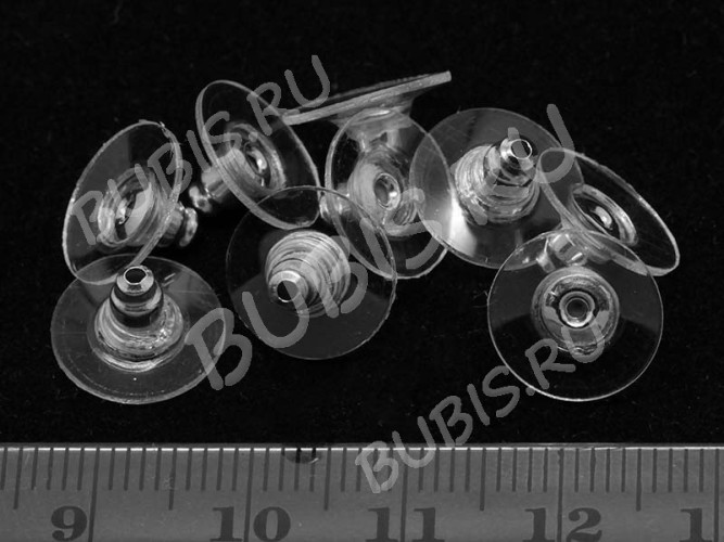 Зажимы для пуссет (гвоздиков) и швенз №27 12*6мм прозрачные+цвет платины (Хирургическая сталь) (10 пар) 