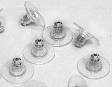 Зажимы для пуссет (гвоздиков) и швенз №27 12*6мм прозрачные+цвет платины (Хирургическая сталь) (10 пар)