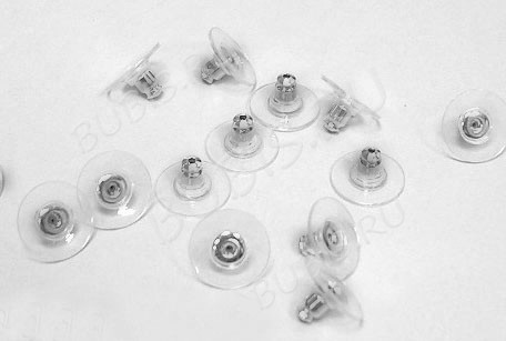 Зажимы для пуссет (гвоздиков) и швенз №27 12*6мм прозрачные+цвет платины (Хирургическая сталь) (10 пар)